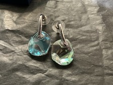 Swarovski Earrings Irredescent Crystal Silver Tone Drop Dangle