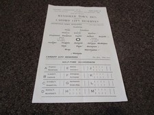 MANSFIELD TOWN  reserves  v  CARDIFF CITY  reserves  1959/60  JANUARY 2nd   s/s