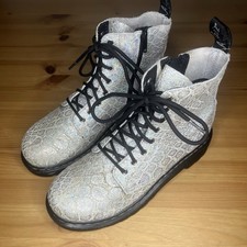 Dr Martens 1460 Pascal Y Silver Snake Print Leather Ankle Boots Size 4 UK