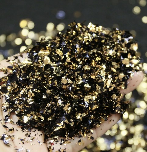 Gold black mix flakes - gold, flakes,