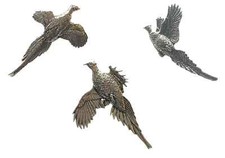 Set Of 3 Pheasants Handcrafted