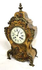LARGE Antique French Louis XV Style Painted & Bronze Ormolu Mantel Bracket Clock