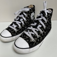 Converse All Star High Top Size UK 1 Animal Print Flocked Velvet with Box