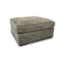 Furniture Village 'Emilia' Large Footstool Grey Chenille Fabric Stool RRP £500