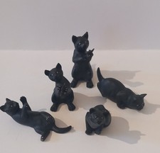 5  x  Hand-painted Black Cats