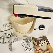 KENWOOD CHEF Vintage A901 White Black trim with Bowl, Cover, Attachments, Manual