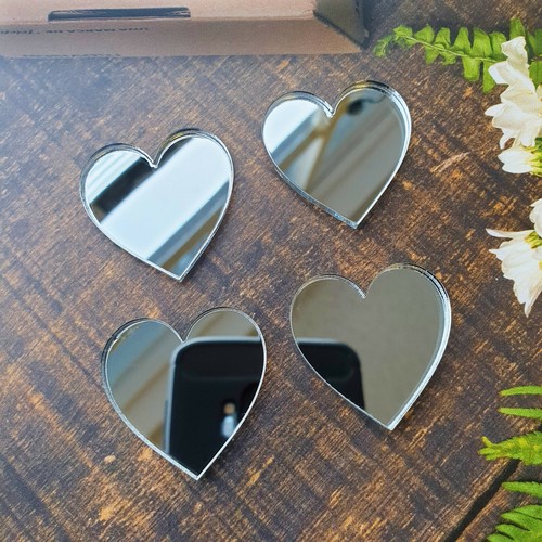 Acrylic mirror hearts - x,
