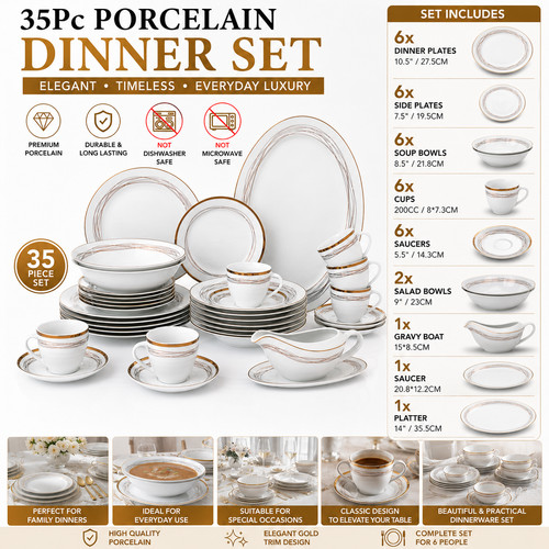 Modern 35pc porcelain dinner - modern,