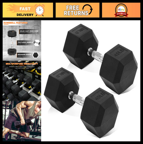 Hex dumbbells rubber coated - hex,
