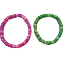 Set Of Large Clay Bead Braclets