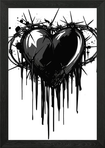 Black heart with barbed wire - heart,