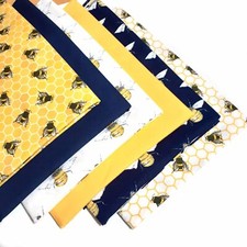 Bees Fabric Bundle 6 x Fat Quarters 100% Cotton Busy Busy Bumble Bees Honeycomb