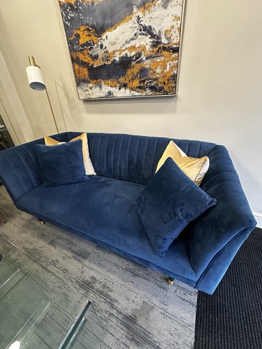 Blue velvet sofa - velvet,