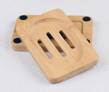 2 Pack Natural Wooden Bamboo Soap Dish Storage Holder Handmade Soap