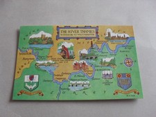POSTCARD - MAP - RIVER THAMES - KINGSTON - SUNBURY - LALEHAM - BATTERSEA