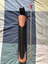 BearPaw Brown Leather Back Quiver for Traditional Archery