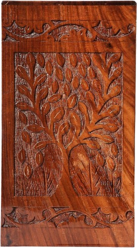 Tree carved wooden urns - tree,