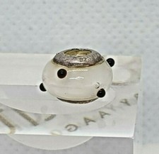 Lovelinks Petite Charm White With Small Black Lampworks Design Bead Charm Used