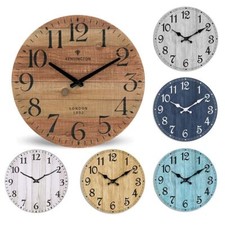 25cm Vintage Battery Operated Silent Wood Wall Clock Wall Clocks for Home Decor