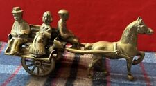 Vintage Heavy Solid Brass Horse and Cart With Passengers,3.5kg