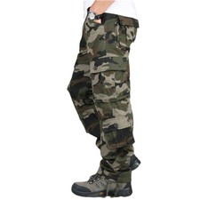 Men's Cargo Trousers 100% Cotton Work Wear Tactical Pants Outdoor Hiking Pant