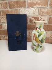 Old Tupton Ware " Robin with Holly" Vase. Height 9 Inches In Original Box.TW7949