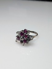Beautiful Vintage 925 Sterling Silver & Old Cut Ruby Ring UK Size O
