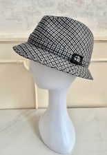 Vintage DUNN & CO Mens Fedora Trilby Check Grey Blue Tweed Wide Brim Hat 7 1/8
