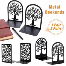 2 Pairs Decorative Heavy Duty Metal Bookends Book Ends 6.7'' Office Stationery