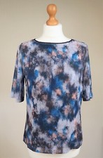 Reiss Nettie Size UK 8 Silky Luxe Blouse Top Lined Button Up Back Grey Teal Pink