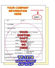 TRUCKING COMPANY LOAD HAUL TICKETS Carbonless Sets and Books