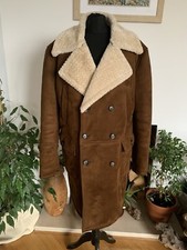 Zara Man Brown Shearling Overcoat Jacket Mens Coat Aviator Bomber  - Size Small