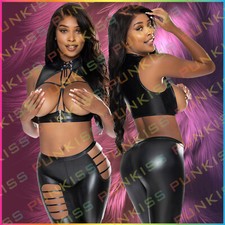 Sexy Wet Look Open Cup Harness