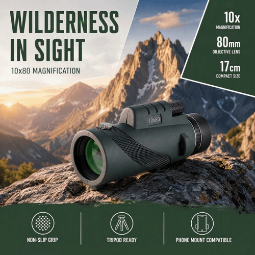 High power 10x - high, monocular