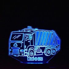 Dustbin Lorry Night Light | Personalised 3D Rubbish Truck Light | Garbage Truck
