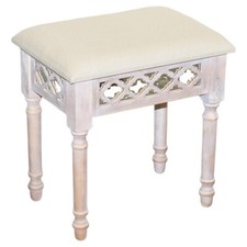 PAINTED MIRRORED PINK VANITY STOOL WiTH CREAM FABRIC DRESSING TABLE AVAILABLE