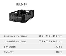 10 x Collapsible Plastic Storage Boxes Folding Crate 600 x 400mm - Various Sizes