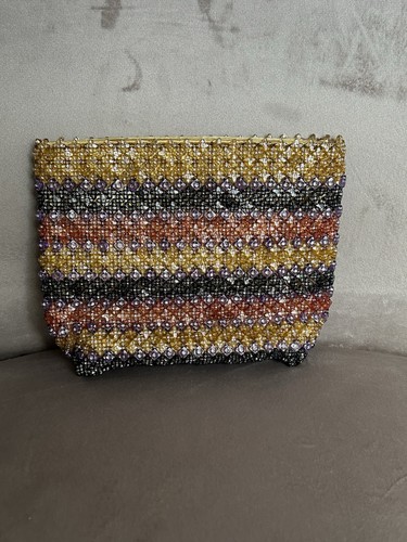 Vibrant beaded chevron clutch - vibrant,