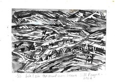 2026 linocut "Welsh mountain