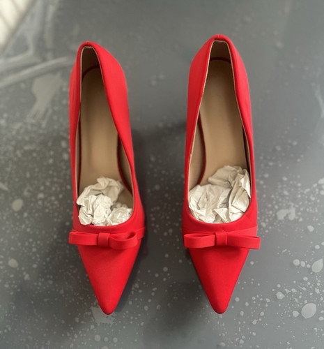 Women red court heels - red,
