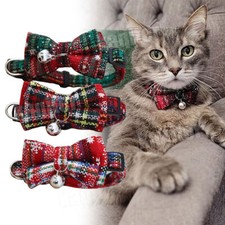 Cat / Kitten Collar with Bell & Bow Christmas Cats Collars Quick Release Buckle