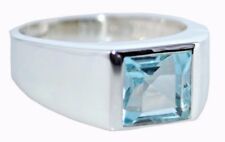 Stunning Blue Topaz Mens Ring Genuine 925 Sterling SILVER Sizes 6½ N to 15 Z+5