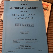 Sunbeam Talbot - 10 H.P. Models  service parts catalogue reprint 