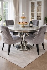 Marble Top Round Dining Table