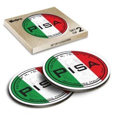 Round MDF Coaster Pisa Italy Flag Circle #59363