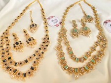 Egyptian Two Layered Mala Set with earrings & Tikka Indian Bridal/Partywear (8)