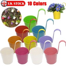 10-50PCS Metal Flower Pot Colour Balcony Garden Wall Fence Hanging Plant Planter