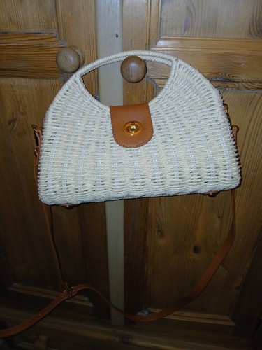 Wicker handbag with - wicker, faux