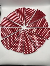 Pizza Slice Plates Melamine Red with White Polka Dots x 12 Vgc