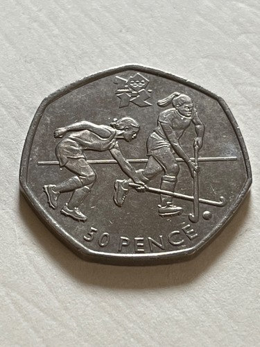 Olympic 50p coin hockey - coin, /